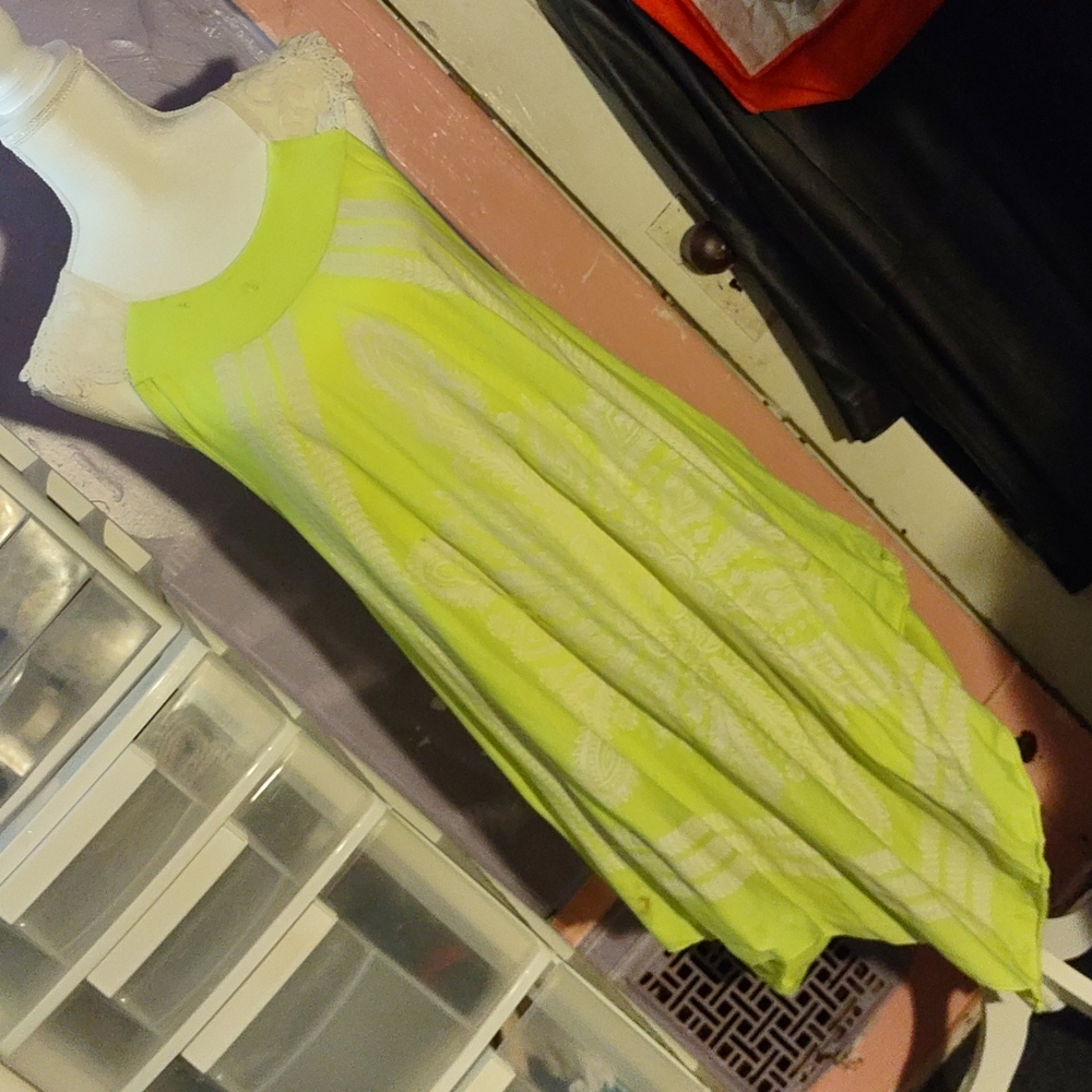 Passion 4 Fashion Sun Dress, Size fit up to XL, High Lighter Yellow/Green Color